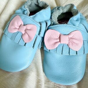 Shoo Shoos Blue and Pink Kids Moccasins